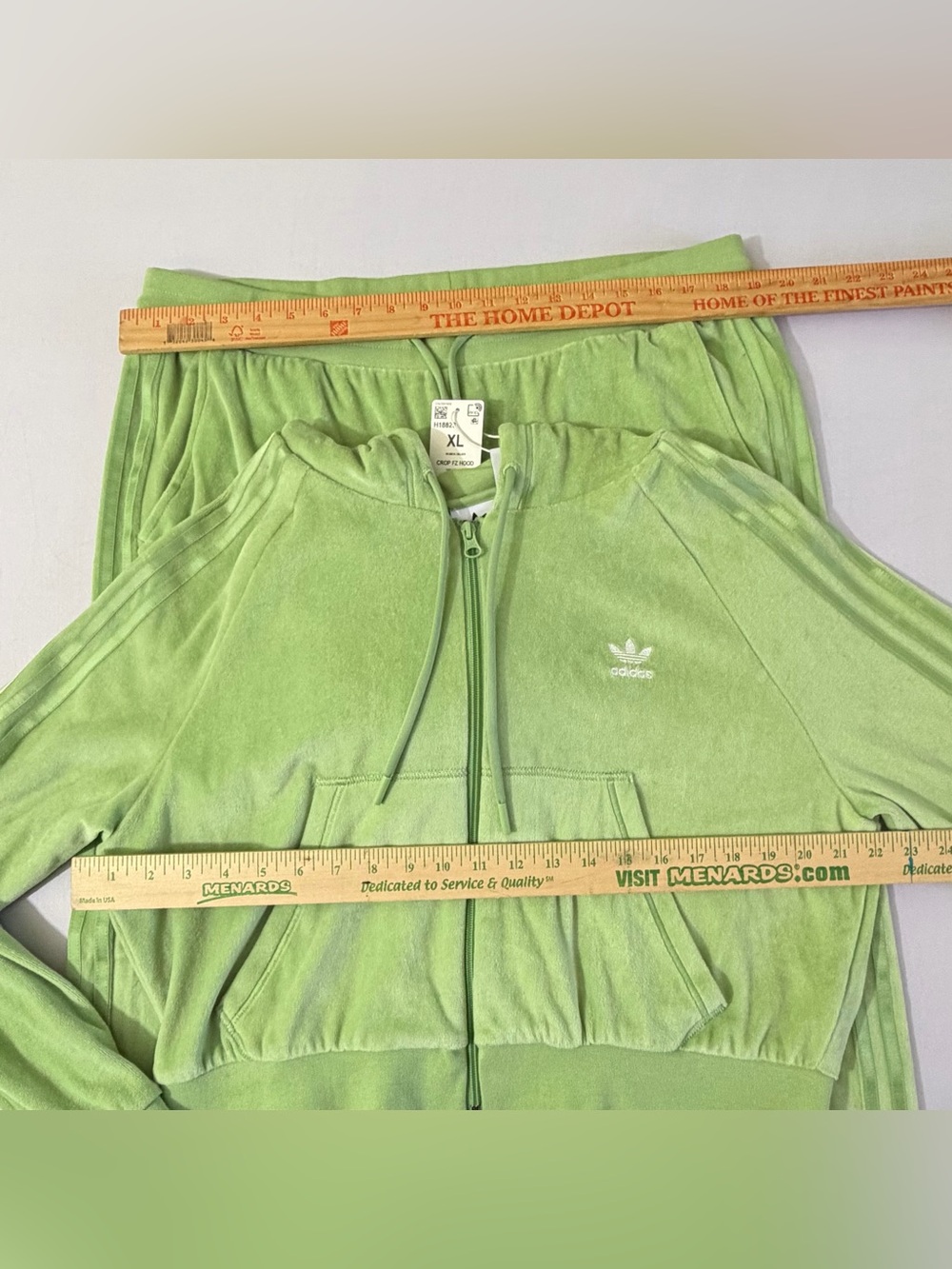 adidas Oman Crop FZ Hoodie & Jogger Set Chalk Green - Picture 16 of 16